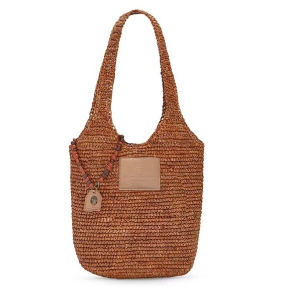 KURT KEIGER London raffia hobo shoulder bag + Dust bag Brown (Defective) - Picture 1 of 10